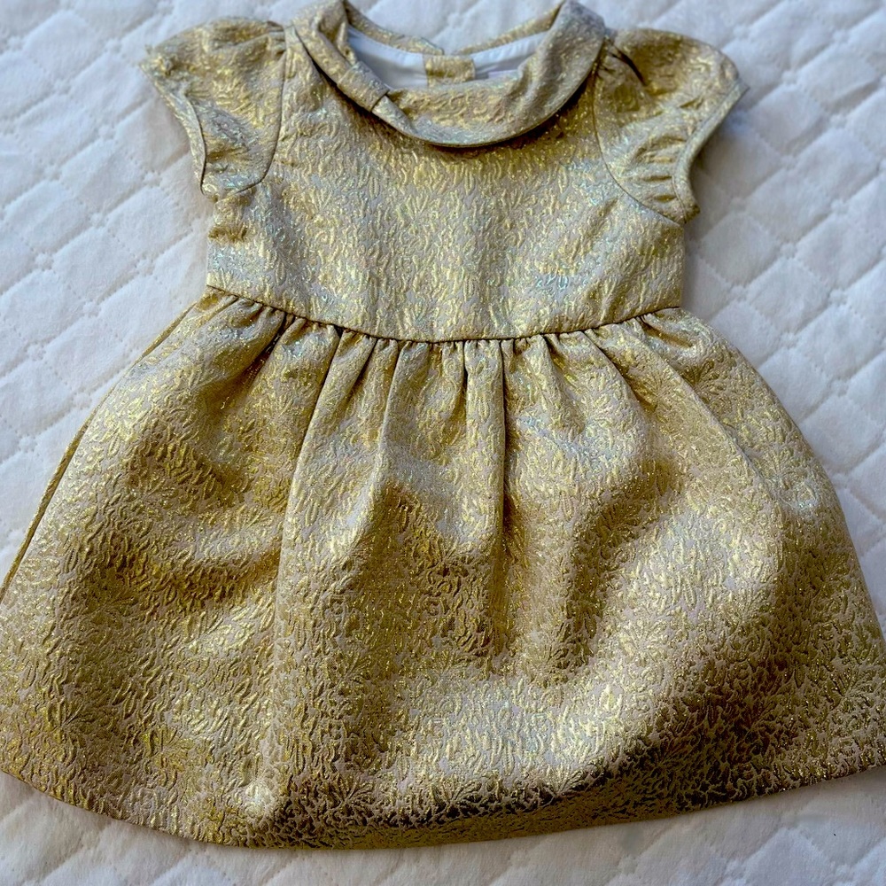 Beautiful gold gymboree dress-size 0-3 mos